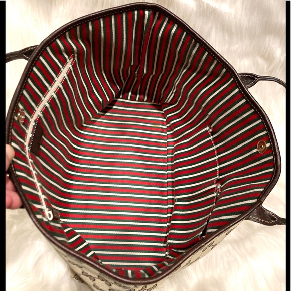 Authentic Gucci Monogram Logo D Ring Shoulder Bag Tote - Picture 7 of 15